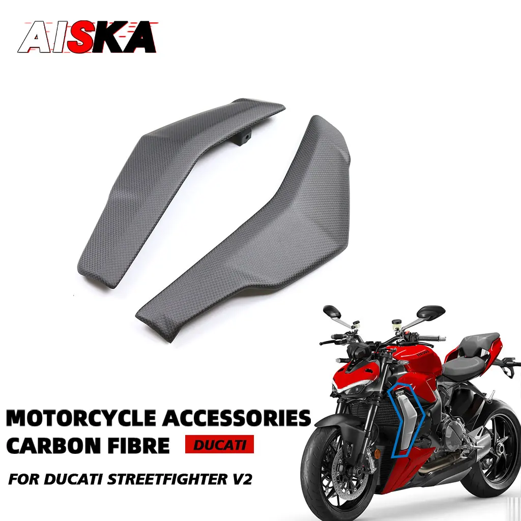 100% 3K Carbon Fiber For DUCATI Streetfighter V2 2022 2023 Motorcycle Accessories Radiator Cover Protector Guards Panels Fairing