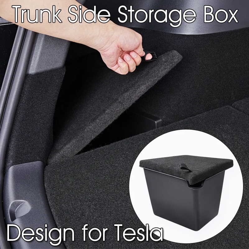 

Rear Trunk Storage Box Left and Right Side Storage Bins Storage Packet Rubber Organizer Tray for Tesla Model Y 2020 - 2022 2023