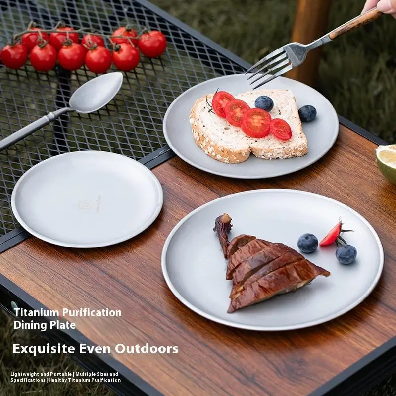 1PC Titanium Camping Plate Travel Tableware Stackable Camping Supplies Backcountry Dinnerware For Backpacking Picnic Equipment