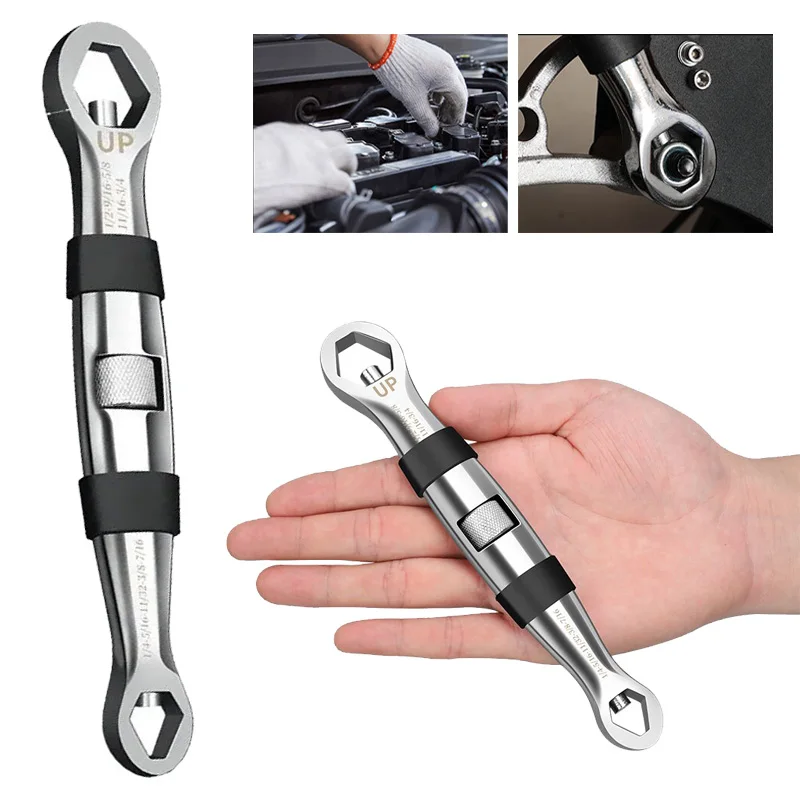 23 In 1 Universal Wrench Dual Head Metric Imperial Multi-Function Adjustable Ratchet Wrench 7-19MM Spanner Car Repair Hand Tool