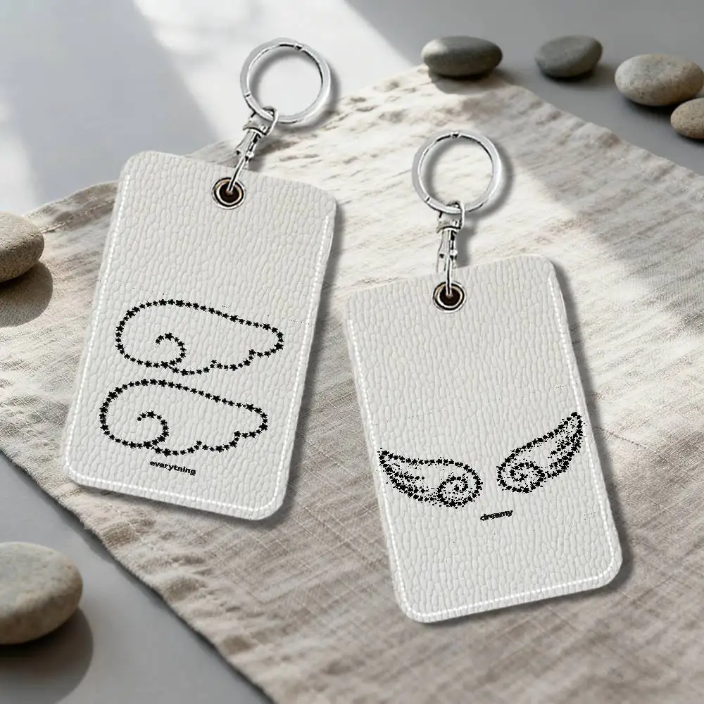 Angel Wing Keychain Card Holder, Badge Credit Card Holder, Student ID Card Holder, Bus Cards Cover Protector Portable PU Leather