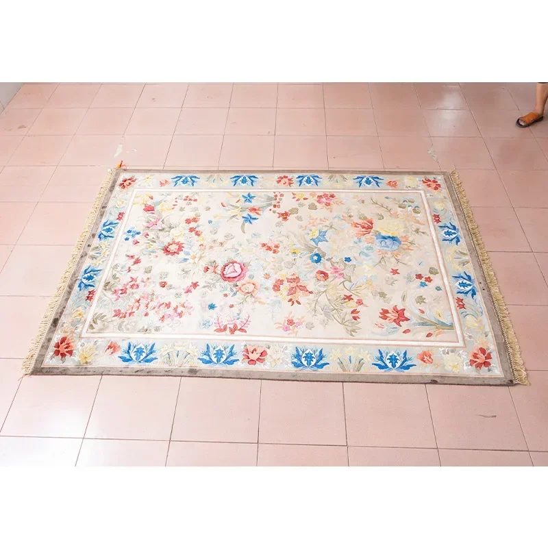 Room carpet hand tufted area rugs silk viscose