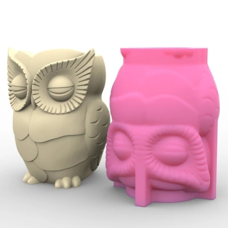 Pots fleurs en forme hibou, moule en Silicone, bougeoir en plâtre, moules en résine, artisanat, livraison directe