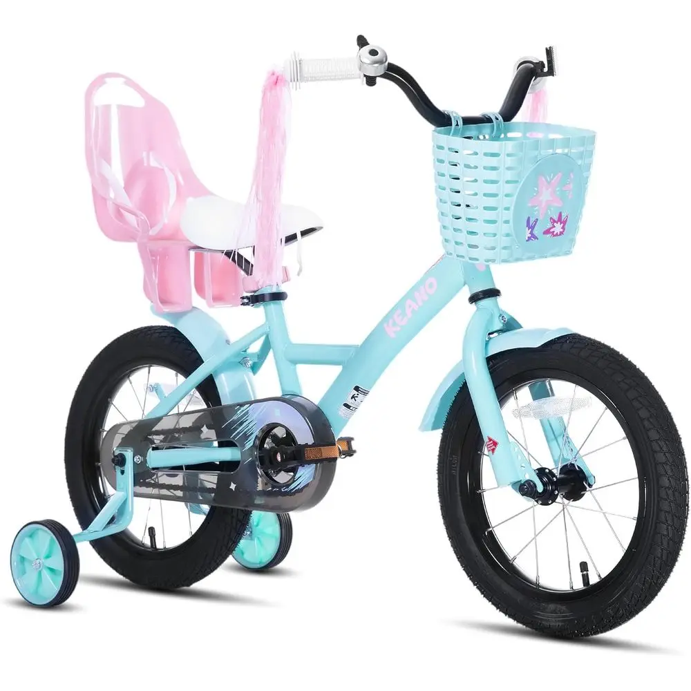 

Girls' 14-16 Inch Bike with Training Wheels, Streamers, Basket & Doll Seat, Ages 3-10