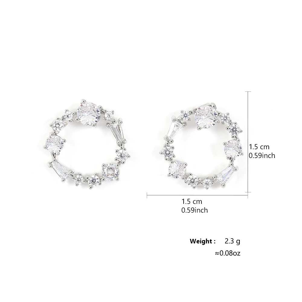 ZAKOL Fashion Hollow Circle Stud Earrings for Women Girls Sparkling Zircon Ear Accessories Exquisite Birthday Jewelry Gift