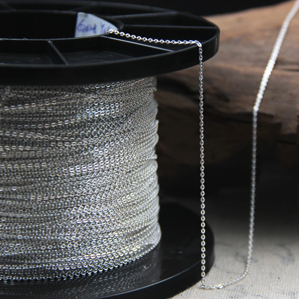 925 Sterling Silver 1.5MM Semi-finished Silver Wire O chain Thick Silver Handmade DIY Accessories 10 MetersWoven Chain