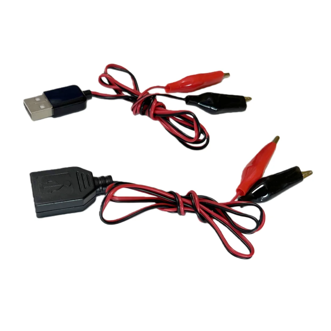 USB male/female to red and black wire crocodile test clip power detection cable