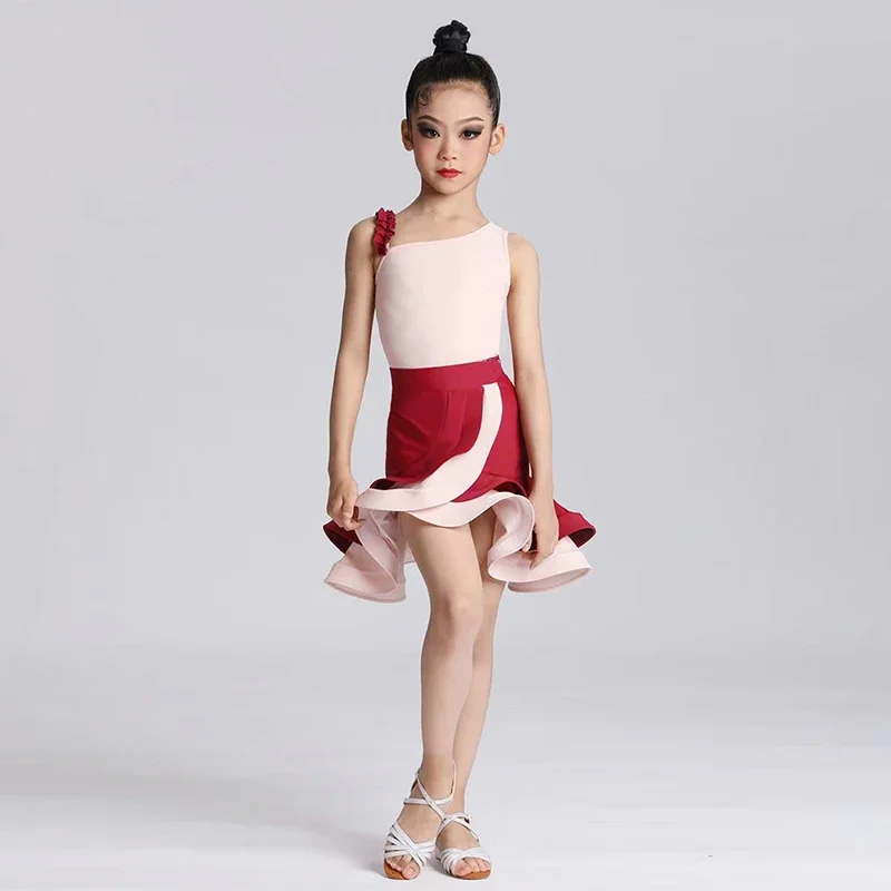 Girl Latin Dance Dress Kids Professional Competition Ballroom Dancewear Children  Ango Cha Cha Rumba Stage Perfromance Costume