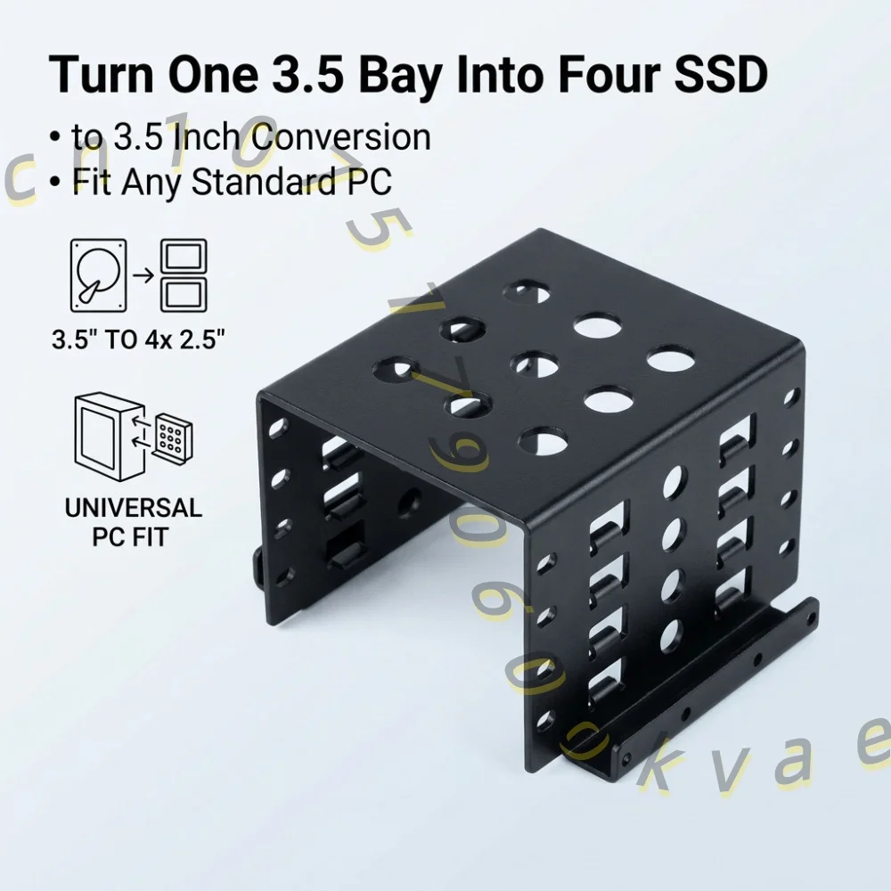Aluminum 4 Bay 2.5 to 3.5 Hard Drive Bracket SSD HDD Caddy Internal PC Case Mounting Adapter Cage Rack