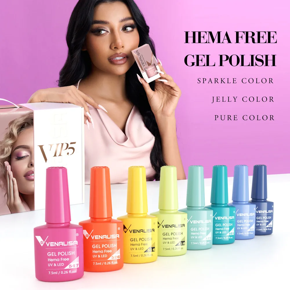 Venalisa HEMA/TPO FREE 7,5 ml Gel-Nagellack für den Sommer, Frühling, French Jelly, nacktes Rosa, Nagelgel, Glitzer, SoakOff, UV-LED, Maniküre, DIY – Detail 18