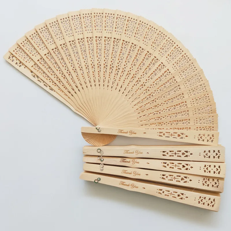 

Wood Folding Hand Fan, Customized Logo, DIY, Engraved, Wedding Favors, On Both Sides, 50Pcs