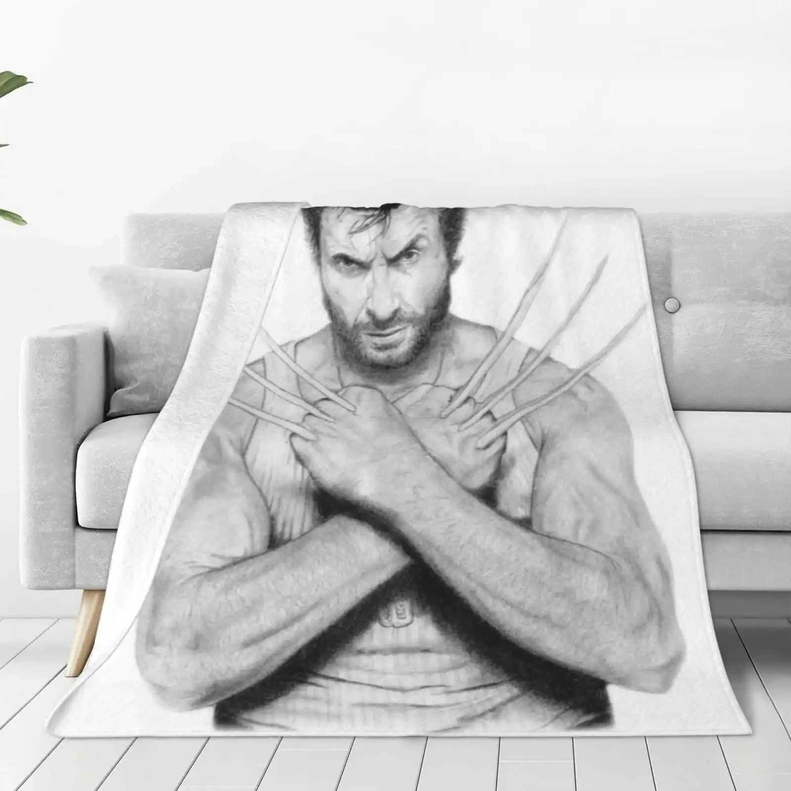 Hugh Jackman : For Home Sofa Bed Camping Car Plane Travel Portable Blanket Hugh Jackman Actor Xmen Comic Movie Sketch Graphite