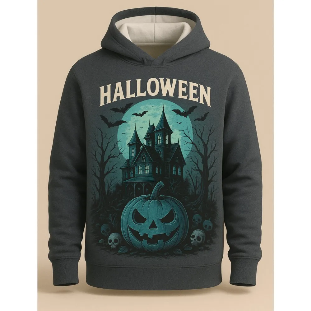 Neuer trendiger 3D-Kapuzenpullover für Erwachsene mit einem neuen Halloween-Kürbis-Musterdruck und Tasche für den täglichen Gebrauch, langärmeliger Kapuzenpullover