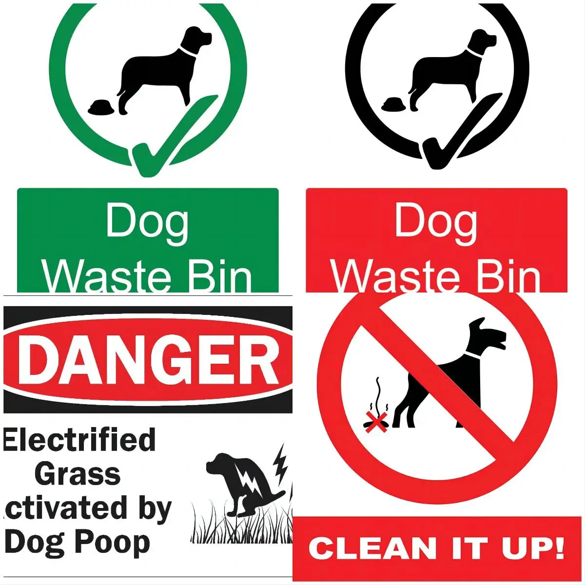 Sign Adhesive Sticker Notice Dog Waste Bin Dog Foul Clean It Up Dog Poo Warning Caution Sign Self Adhesive Sticker