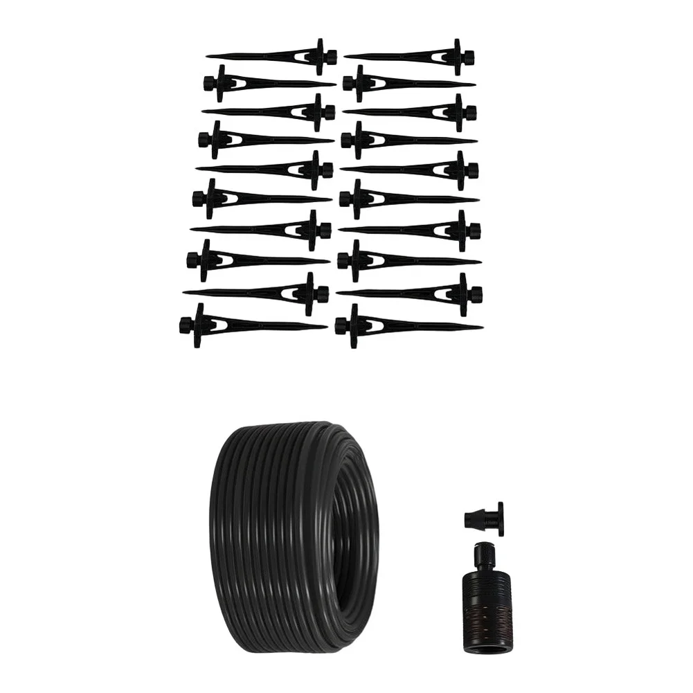 Plant Drip Irrigation Device with 15m 20m Black PVC Tubing Set and Adjustable Water Volume for Efficient Garden Use
