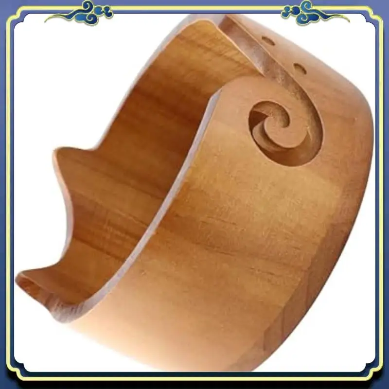 Latest Charming Cat Shape Handmade Wooden Yarn Bowl Holder Dispenser For Crocheting Supplies Crochet Organizer Storage Solution