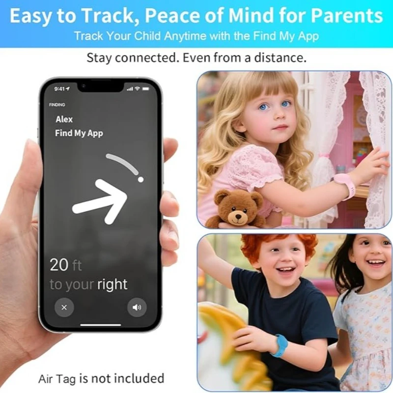 Gelang Silikon Tahan Air untuk AirPods AirTag - Casing Pelindung Anti-Hilang, Sangat Cocok untuk Anak-Anak & Dewasa