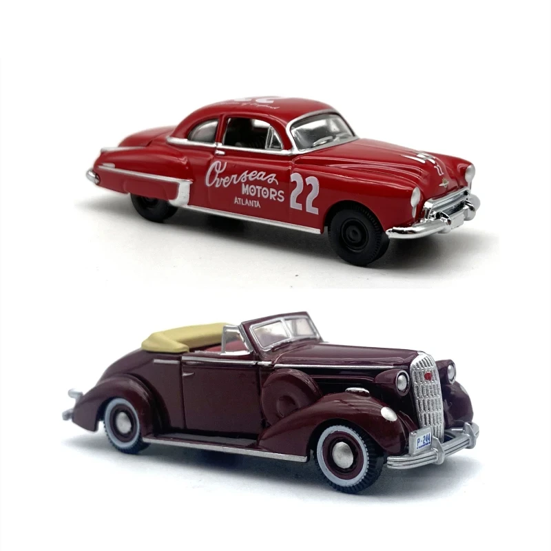 1/87 HO Scale Alloy Car Model Vintage Convertible Sports Car Model Miniature Collection HO Scene Decoration Sand Table Landscape