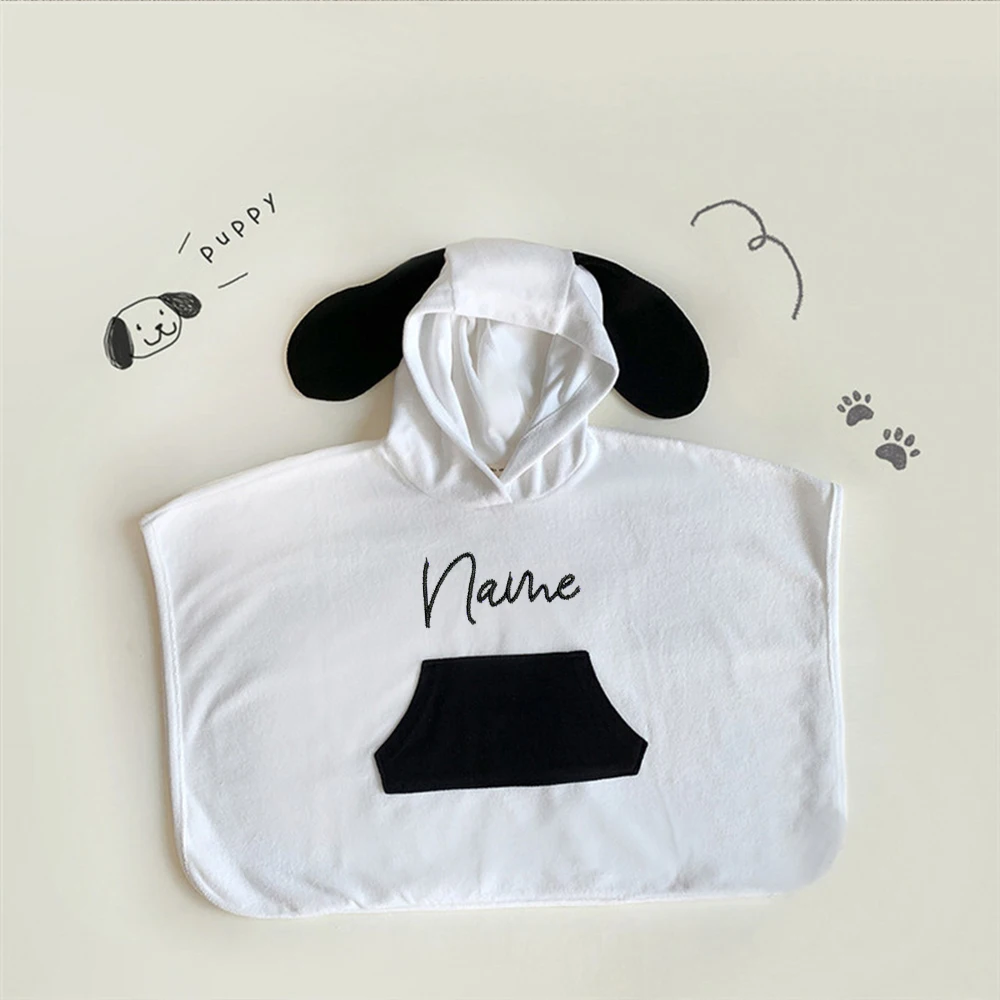 Customized INS Korean Style Baby Bath Towel Cute Hooded Ear Baby Cape Cape Personalized Embroidered Men And Women Baby  Bathrobe