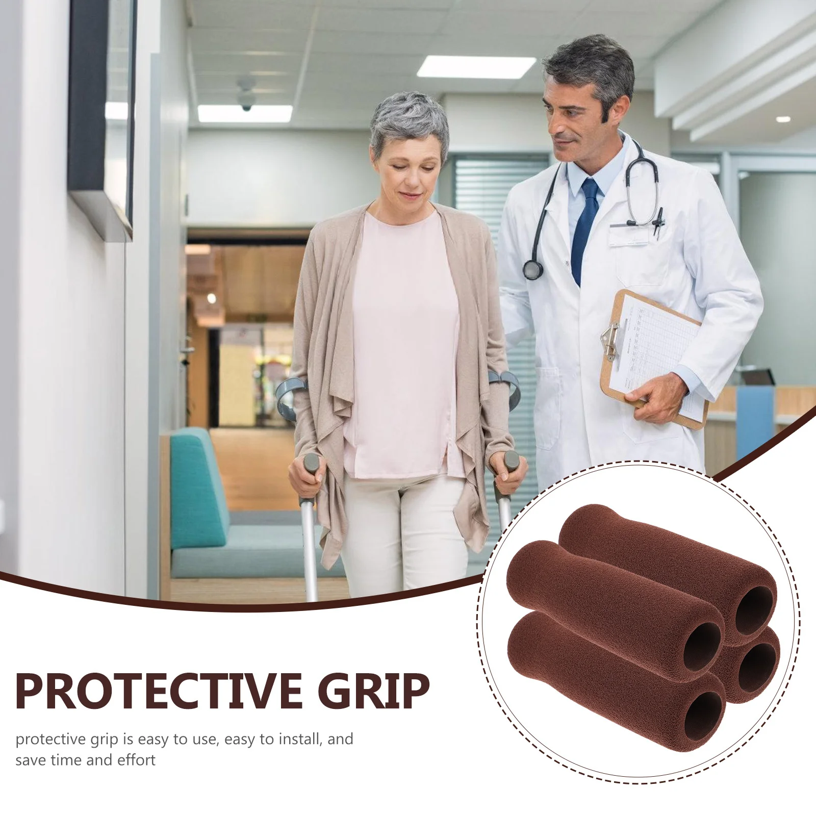 

4Pcs Walking Cane Handle Wrap Non Slip Thick Anti Skid Replacement Grip for Crutch Elderly Chair Handle Grips Walking Cane