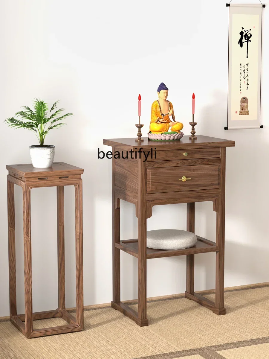 LXChinese Solid Wood Small Altar Domestic Buddhist Hall Buddha Shrine Modern Minimalist Prayer Altar TableSSS