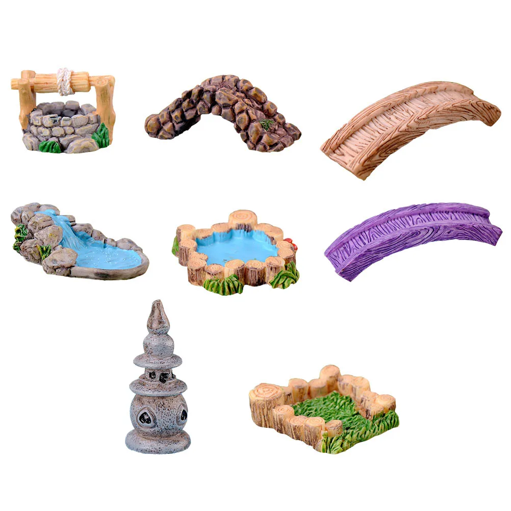 

8 Pcs Retro Resin Decorative Miniatures Realistic Technique Scratch Resistant Vivid Lifelike Micro L Lawn naments