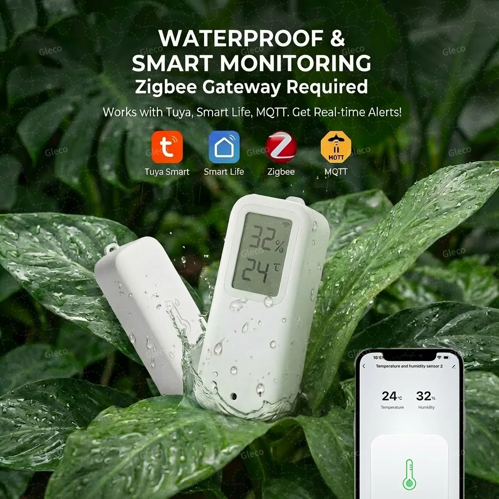 

Zigbee Waterproof Temperature Humidity Sensor With Optional LCD Screen Smart Home Thermometer Hygrometer For Smart Life Tuya Z2M