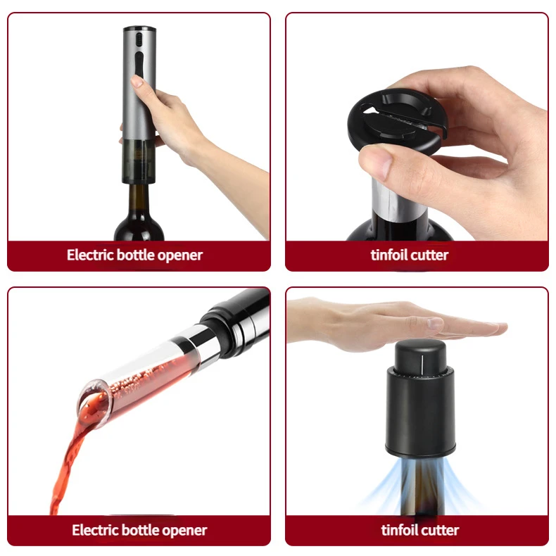 Electric Corkscrew Set Portable Wine Decanter Wine Pourer Red Wine Ware 4 Piece Gift Set Automatic Wine Driver