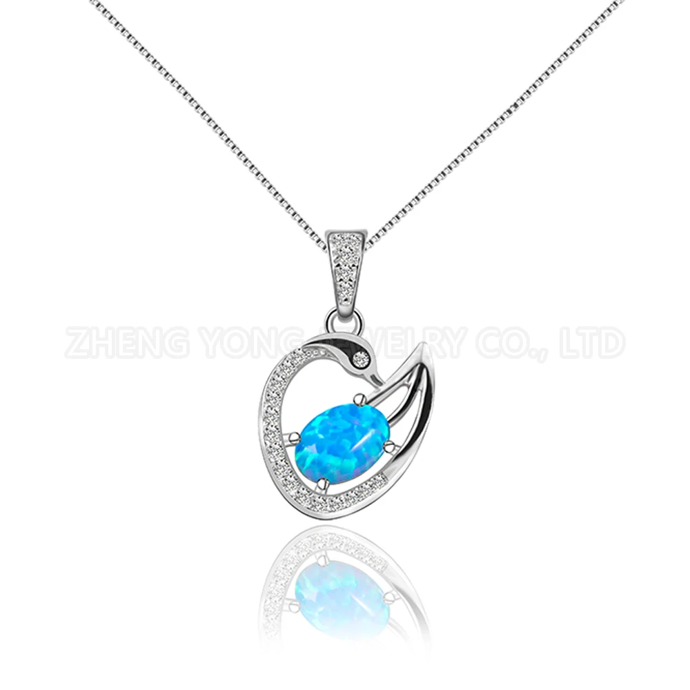 

2024 New Jewelry Pendant Swan Shape Oval Gemstone Elegant Pendant 925 Silver