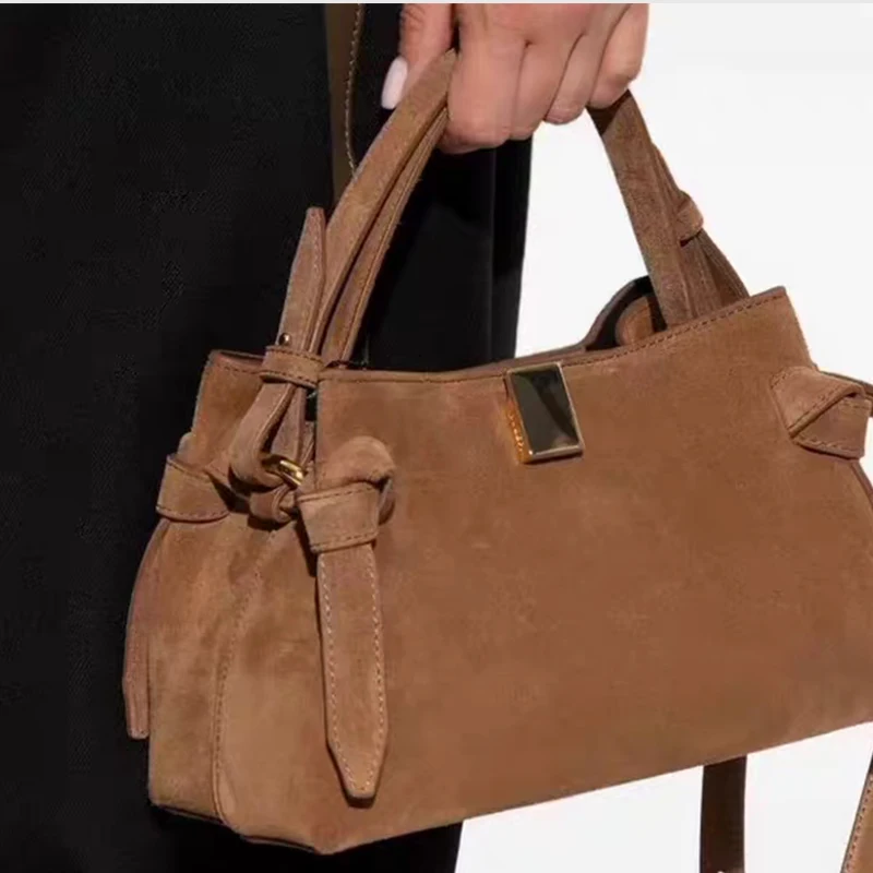 

French Suede Luxury Underarm Shoulder Bags For Women Soft Leather Large Capacity Basket Tote Bag Luxury Designer Shopper Handbag