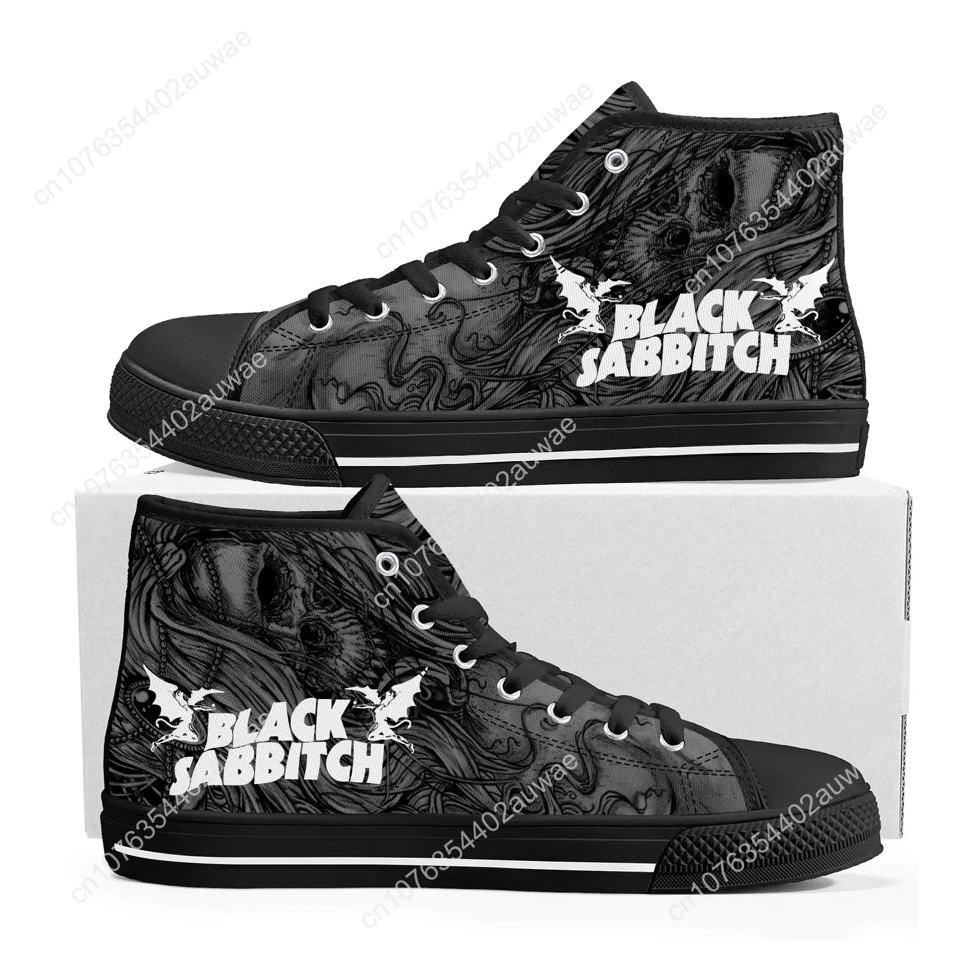 Black Heavy Metal Band Sabbath High Top High Quality Sneakers Men Women Teenager Canvas Sneaker Casual Couple Shoes Custom Shoes