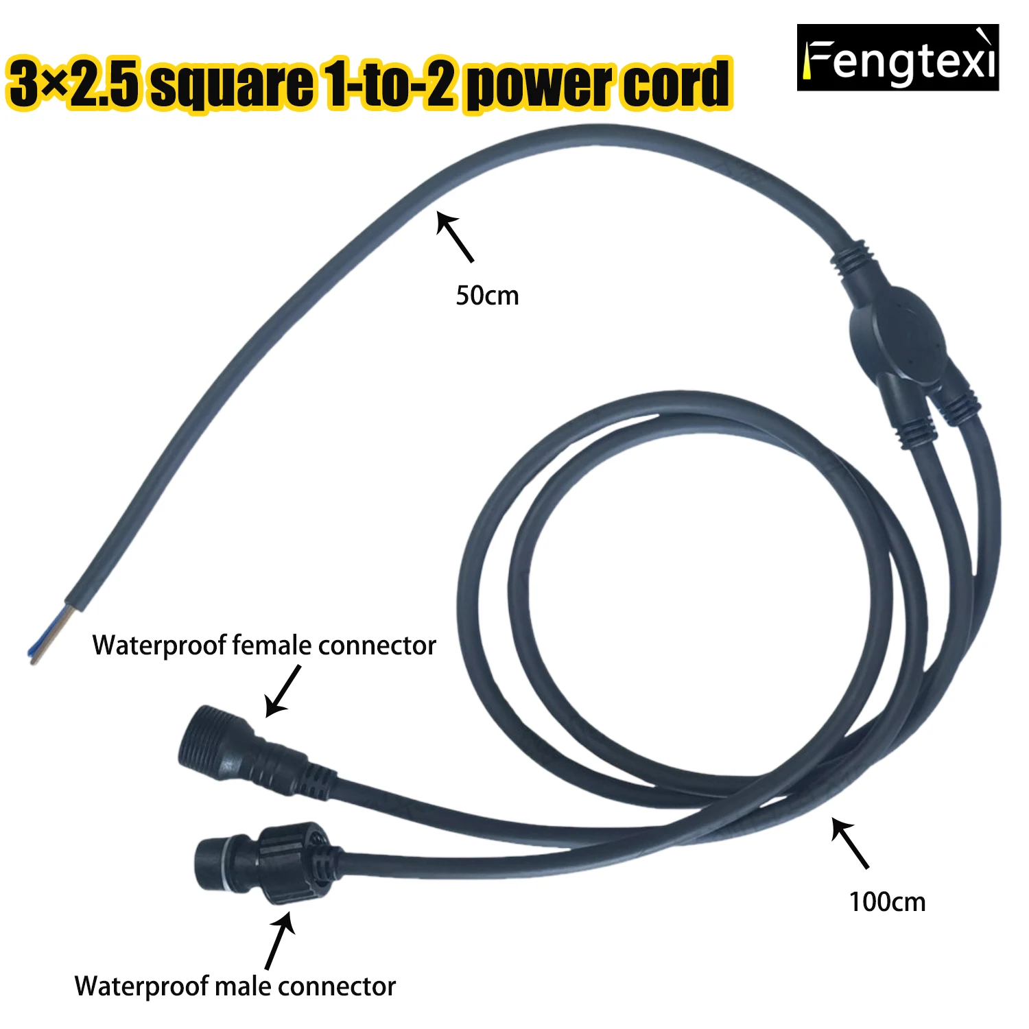 

Водонепроницаемый шнур питания с лучом для освещения сцены, 3 × 2,5 мм2, шнур питания от 1 до 2, 1 вход, 1 выход