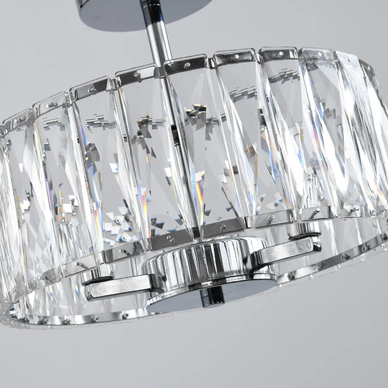 Modern Chrome Crystal Chandelier for Living Room Luxury Round led Pendant Light Crystal Kitchen Island Hanging Lamp