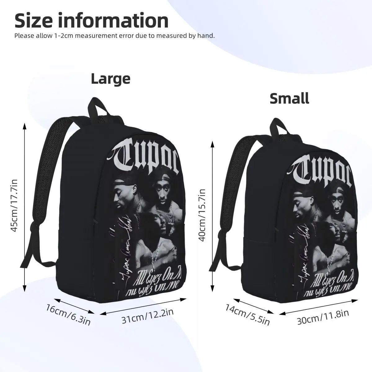 Tupac 2PAC Rapper Cool Backpack Sports Student Hiking Travel Daypack for Men Women College Canvas Bags