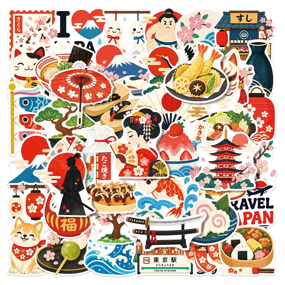 10/30/50pcs Retro Japan Showa Style Culture Stickers Aesthetic Graffiti Decals Guitar Skateboard Laptop Cute Cartoon Sticker Toy