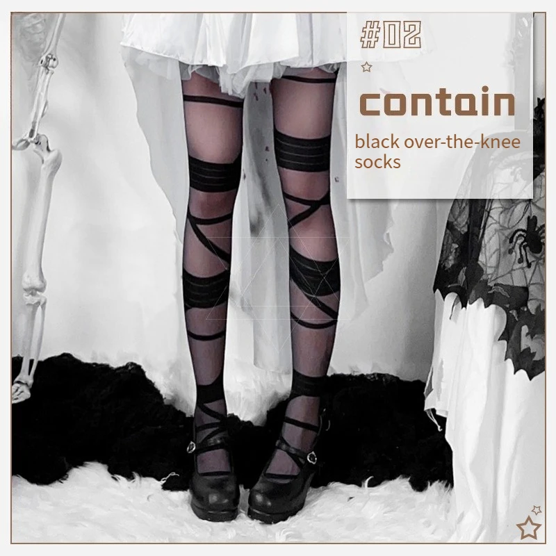Bas gothiques noirs pour Halloween européens et américains, chaussettes hautes aux genoux, noires, douces, fraîches, épicées, Sexy, polyvalentes, Tube Long