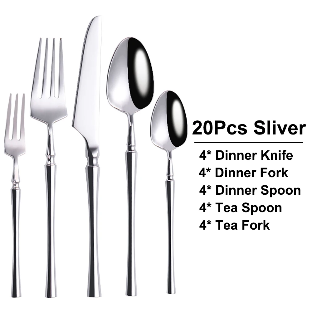 TD HOME 6/16/20/24/30 Stück Edelstahl 304 Geschirr Besteck Western Messer Gabel Löffel Set Spiegel Besteck Set Spülmaschine Sicherheit 8