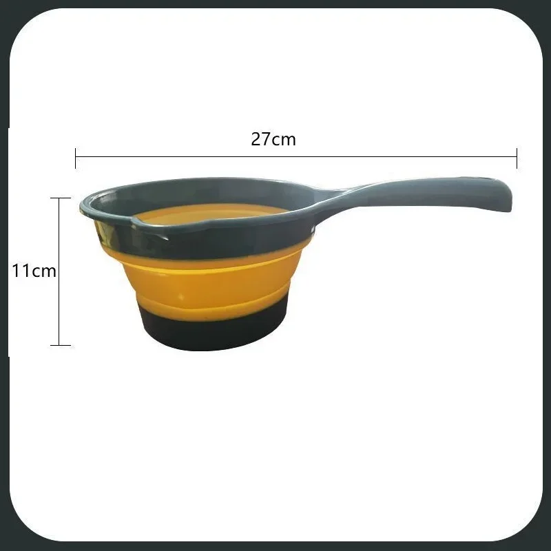 Fold Water Scoop Long Handle Thickening Plastic Ladle Fruit Vegetable Washing Scoop Home Kitchen Tools Camping Storage Containe