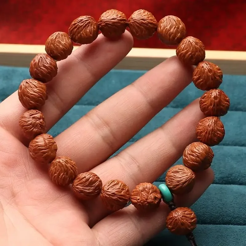 Small Seed Dragon Pattern Peach Kernel Handstring Carving Monkey King Great Sage Equaling Heaven Walnut Luxury Bracelets WenPlay