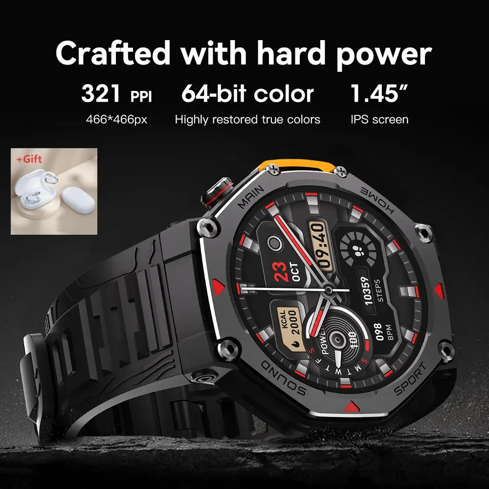 YBM-REX4 2025 Bestselling 5ATM Waterproof Smartwatch Outdoor Positioning ports Tracking Pedometer Health Watch Metal Casing Gift
