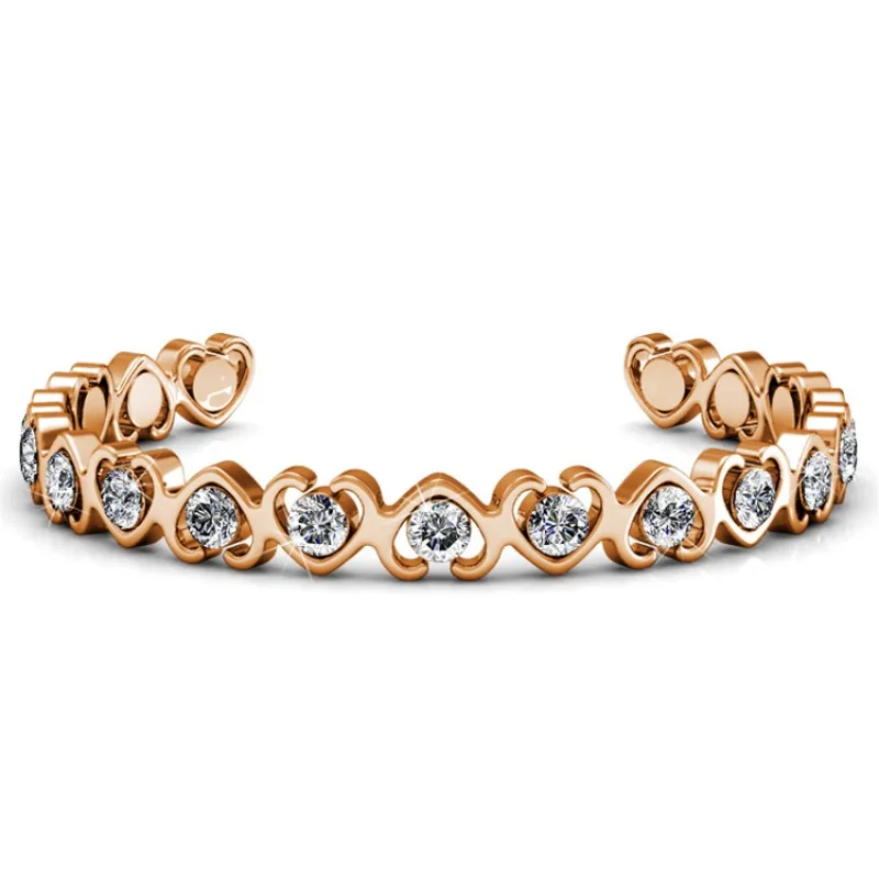

Daisini Браслеты-манжеты в форме сердца, украшенные кристаллами премиум-класса из Сваровски, роскошный браслет, свадебные женские украшения