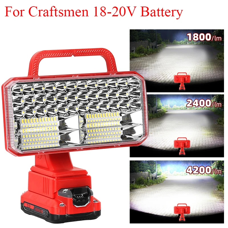 

For Makita/DeWalt/Milwaukee/Bosch/Black&Decker/Craftsman 18-20V Lithium Batteries 4200-Lumen LED WorkLight Outdoor Camping Light
