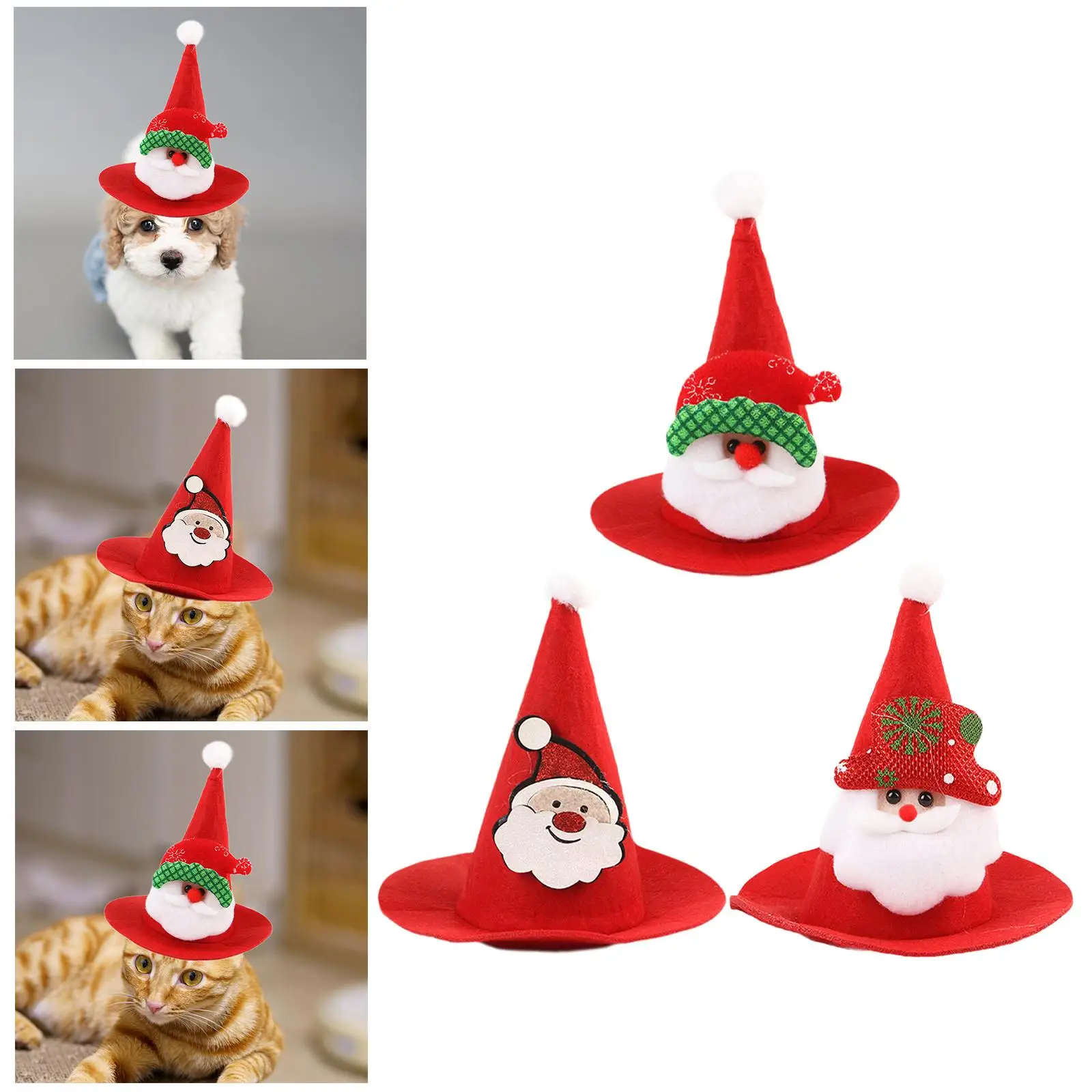 Pet Christmas Hat Headgear Holiday Pet Accessories Photo Props Pet Outfit Lovely Cat Headwear for Festival Xmas Parties