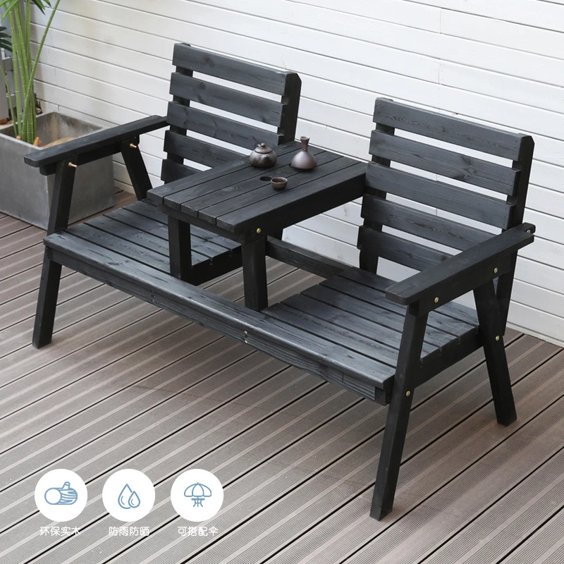 Park wooden outdoor bench courtyard open-air preservative wood table and chair garden leisure chair outdoor sofa