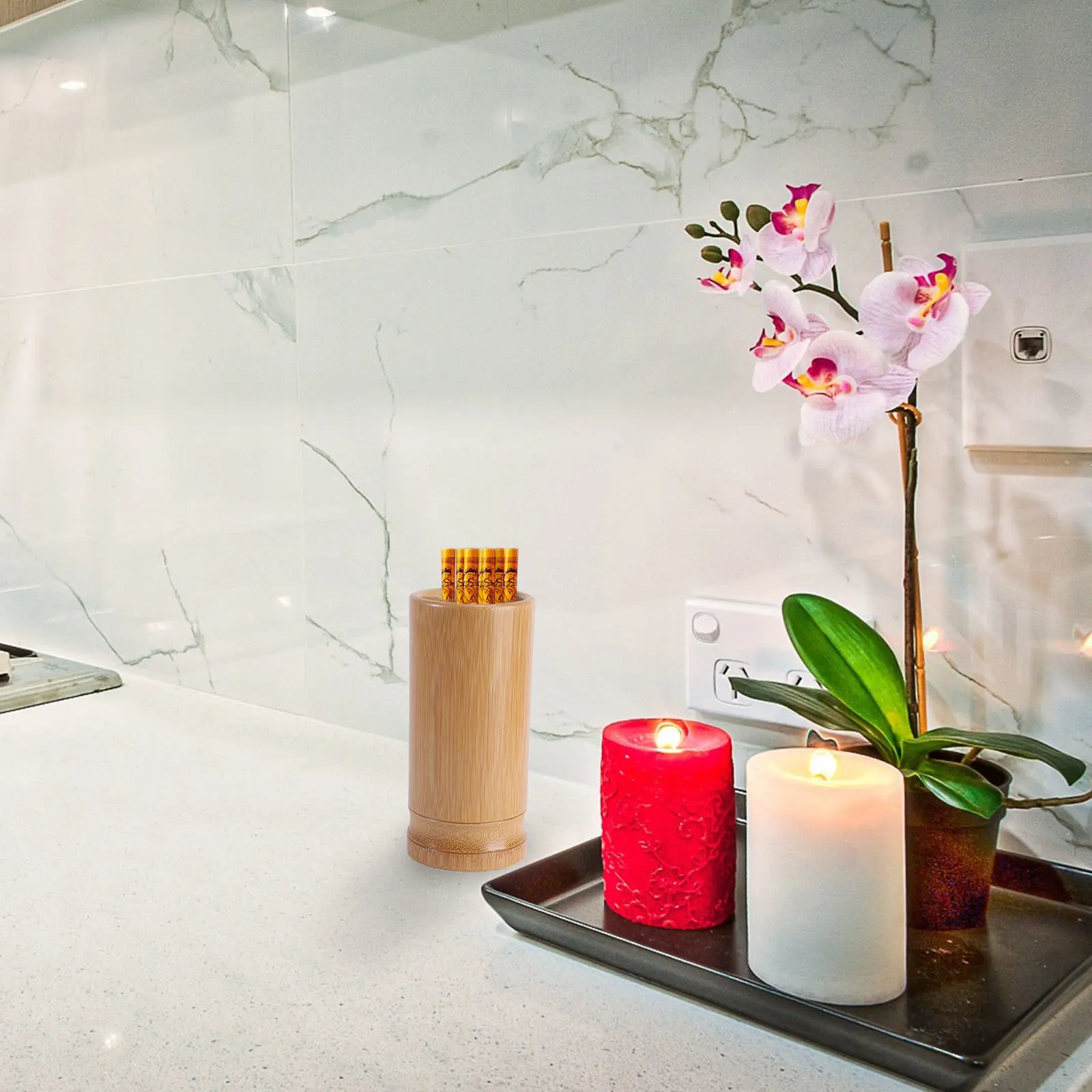 

Bamboo Chopstick Holder Kitchen Container Simple Structure Practical Use Fine Polishing Smooth Surface Easy Clean