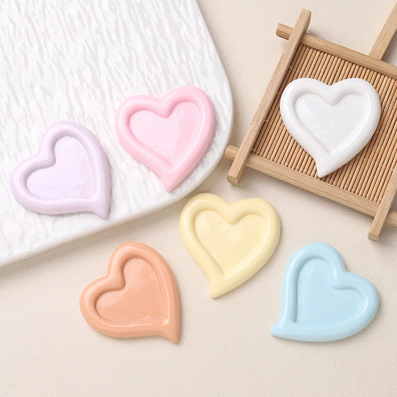 

10pcs New Big Heart Shape Plate Resin Hearts Cabochons Flatback for DIY Jewelry Making Wholesale Scrapbook Decoration Accessory