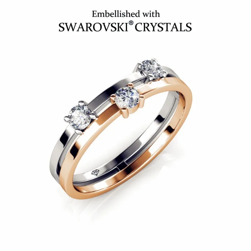 

Daisini Bi Color Finger Ring Embellished with Premium Grade Crystal From Swarovski for Women Elegant Flicker New Product Gifts