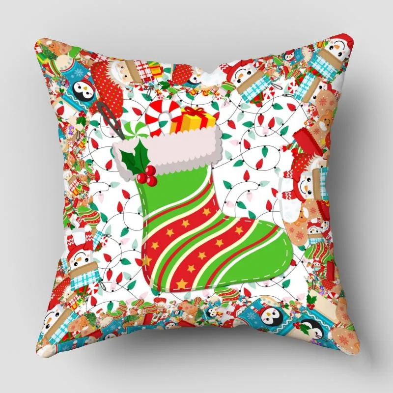 Musife Christmas Stocking Pillowcase Art Square Zippered Pillow Cover 35*35,40*40,45*45cm wholesale