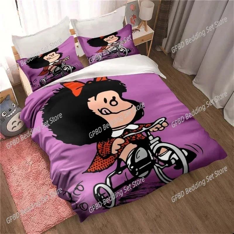 Kawaii Anime Mafalda Bedding Set 3D Printed Suitable for Bedroom Duvet Cover Set With Pillowcases Kids Home Textile