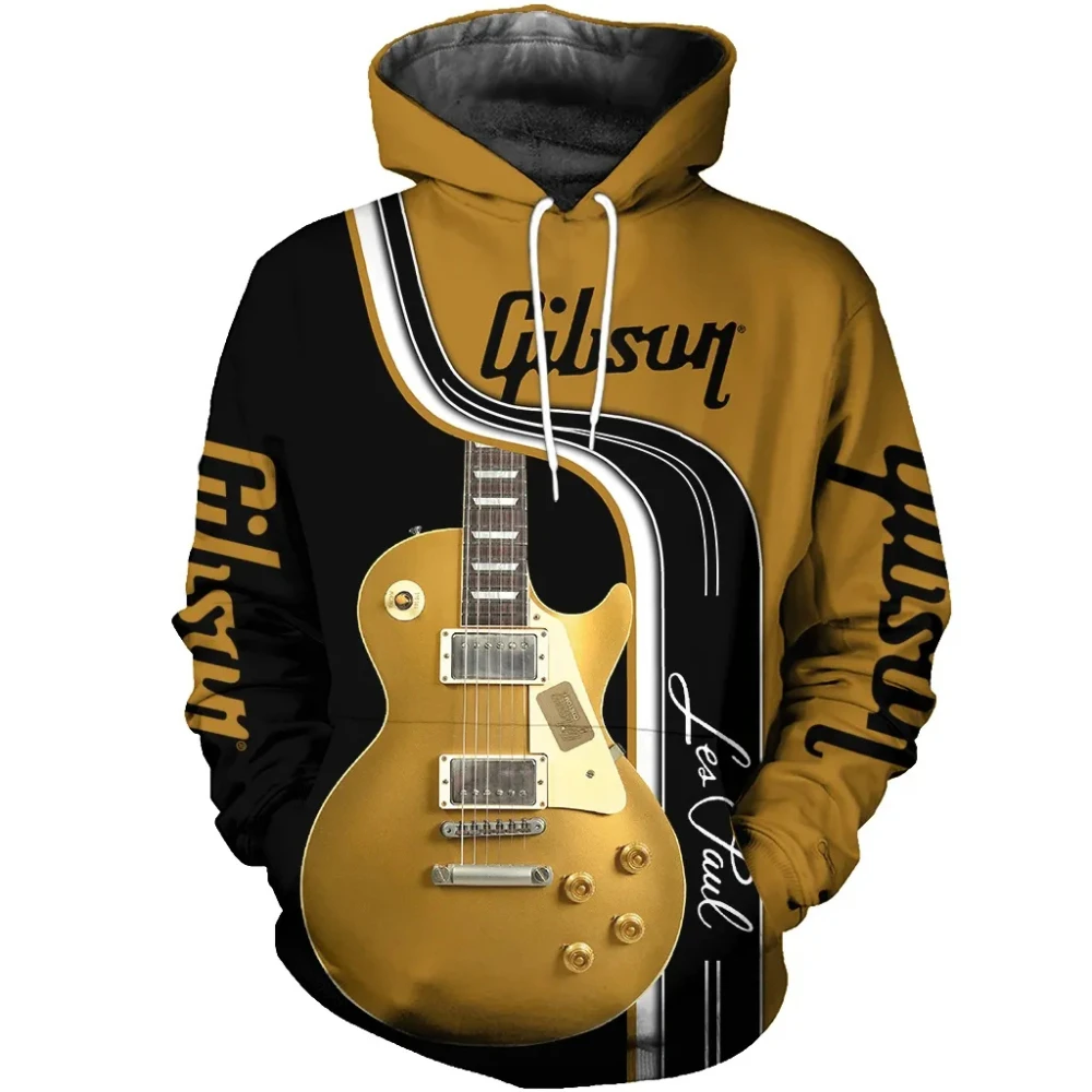 

Guitar Pattern Men's Hoodie Harajuku Super Funny Sweatshirt Street Hip Hop Hip Hop Style 3D Print Music Long Sleeve Sweatshirt